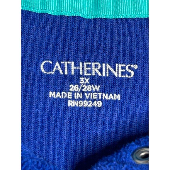 Catherines Womens Chenille Blue Pullover Sweater Plus Size 3X 26/28W Kangaroo Po - Picture 4 of 6